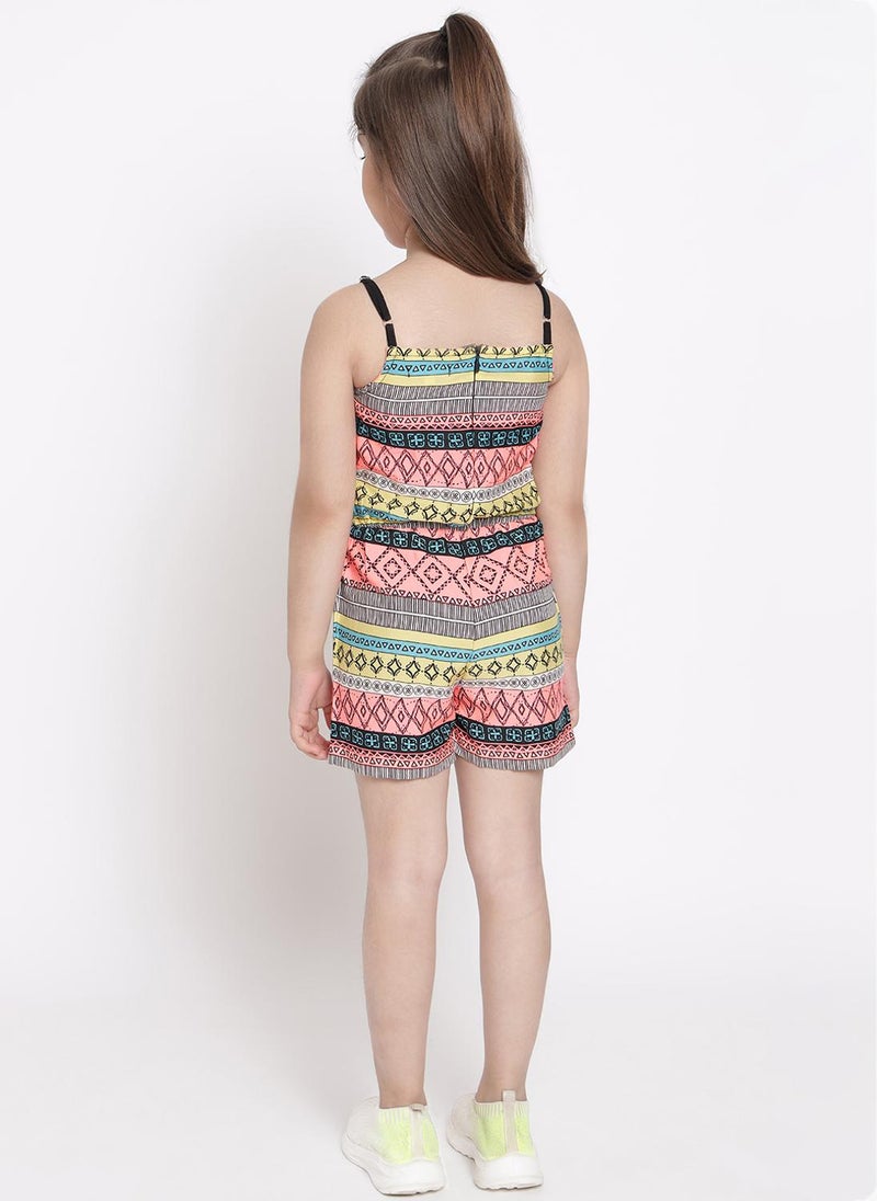 Nautinati Girls' All-over Geometric Print Waist Tie-up Jumpsuit - Image 4